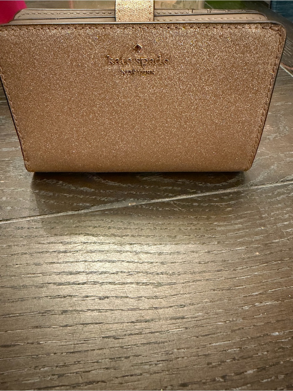 Kate Spade New York Gold Glitter Clutch Wallet